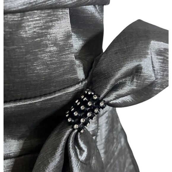 Aspeed Vtg USA Made Mini Dress Metallic Silver Formal Party Rhinestone Bow US 10 - Picture 4 of 11